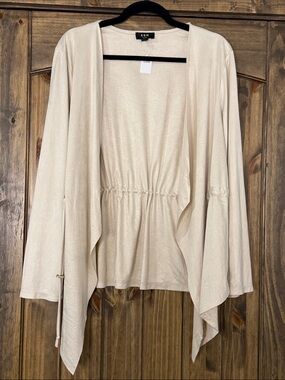 AUW Cream Open-Front Draped Cardigan
